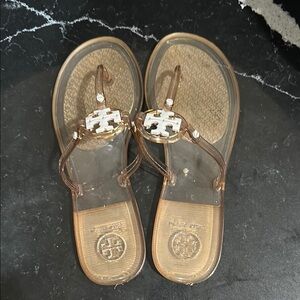 Tory Burch Clear and Gold Sandals